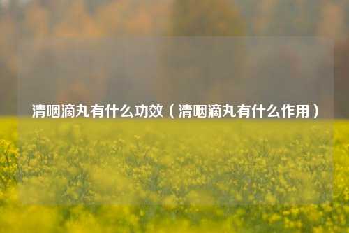清咽滴丸有什么功效（清咽滴丸有什么作用）