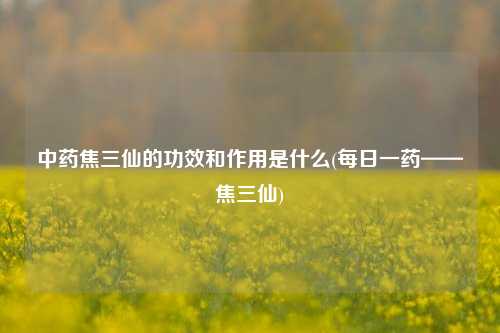 中药焦三仙的功效和作用是什么(每日一药——焦三仙)